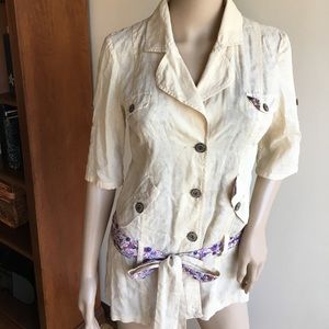 Free People Belted Ivory Top